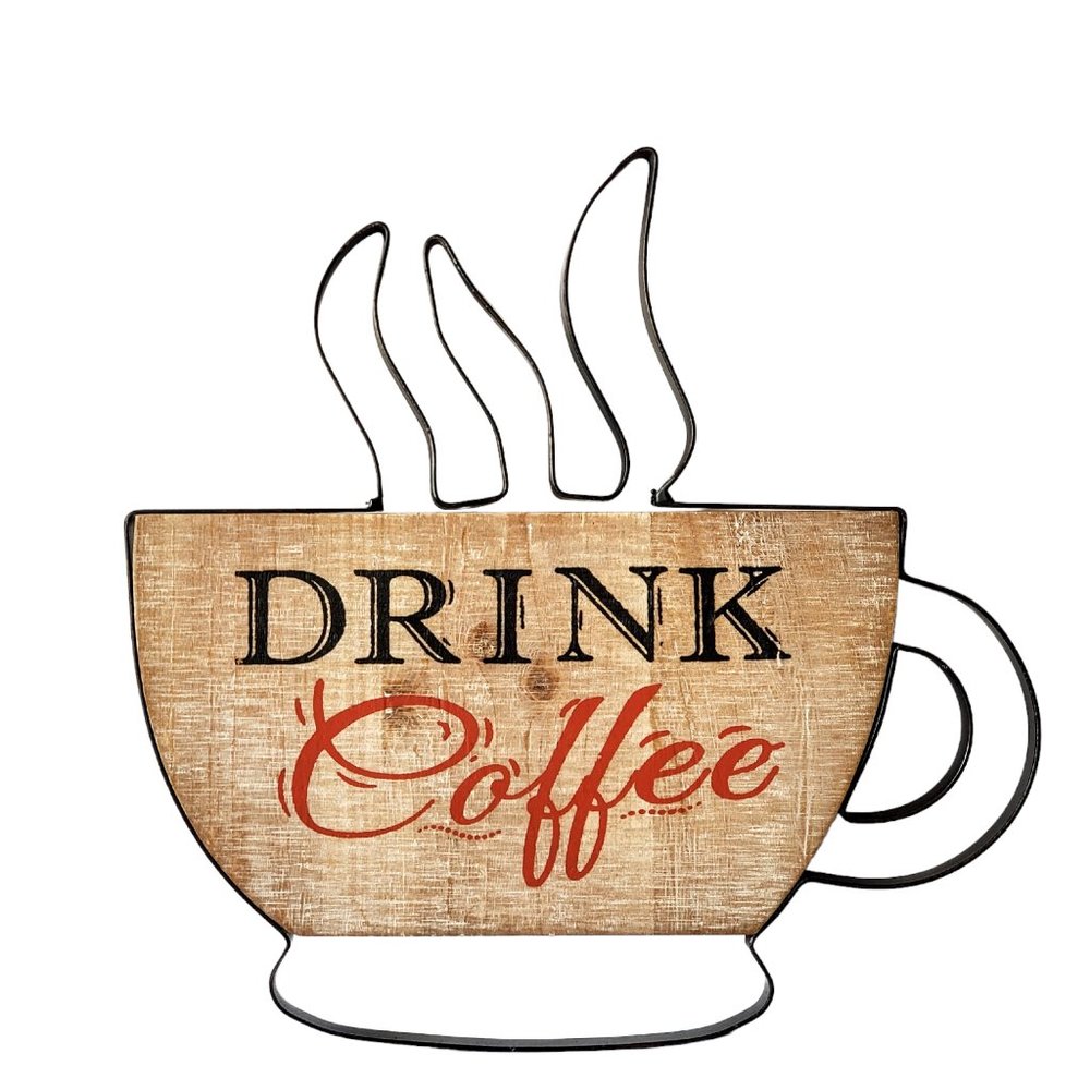 Drink Coffee Cup Wooden Wall Décor